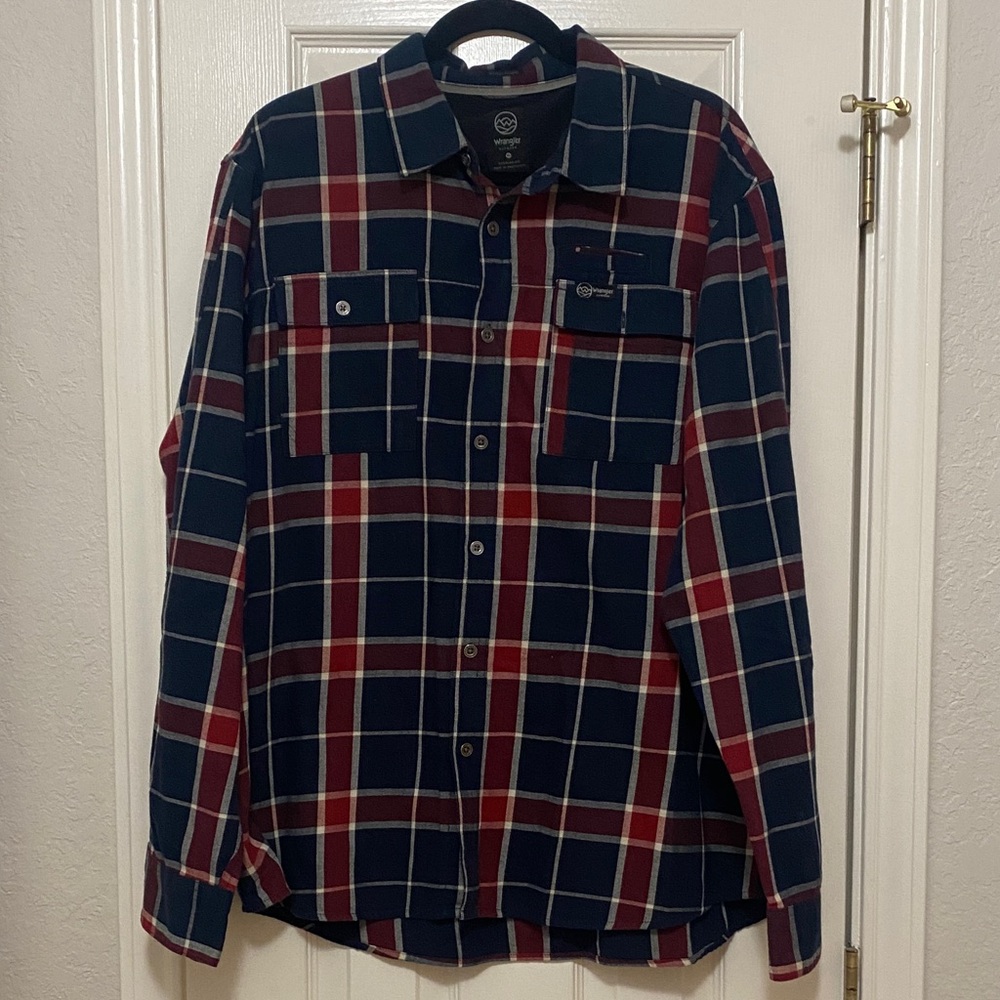 Wrangler Outdoor Plaid Shirt - Red, White, Navy Sz XL